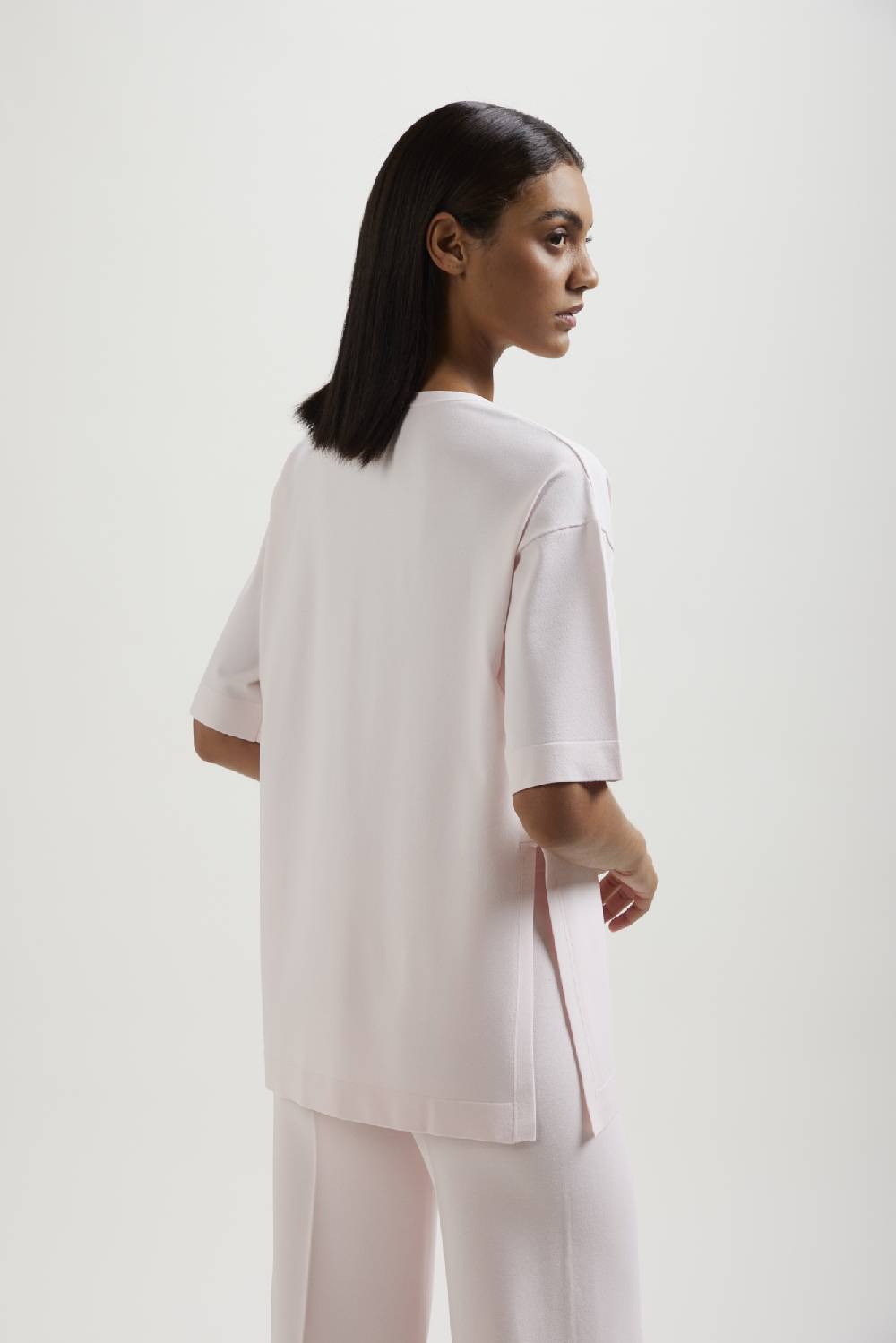 Kangra Cashmere Maglia Girocollo Over Rasata Con Spacchi