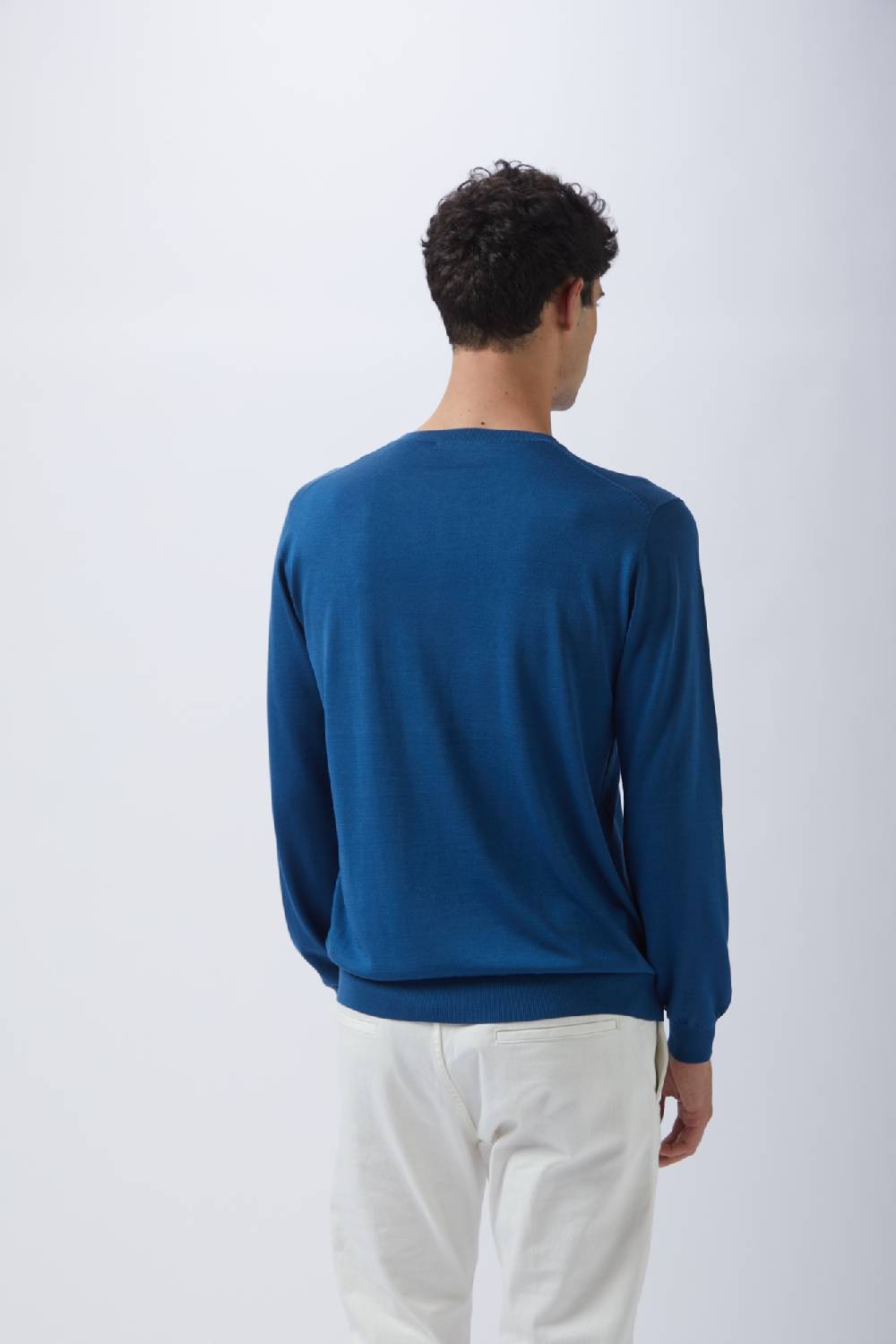 Kangra Cashmere Maglia Girocollo Rasata In Seta E Cotone