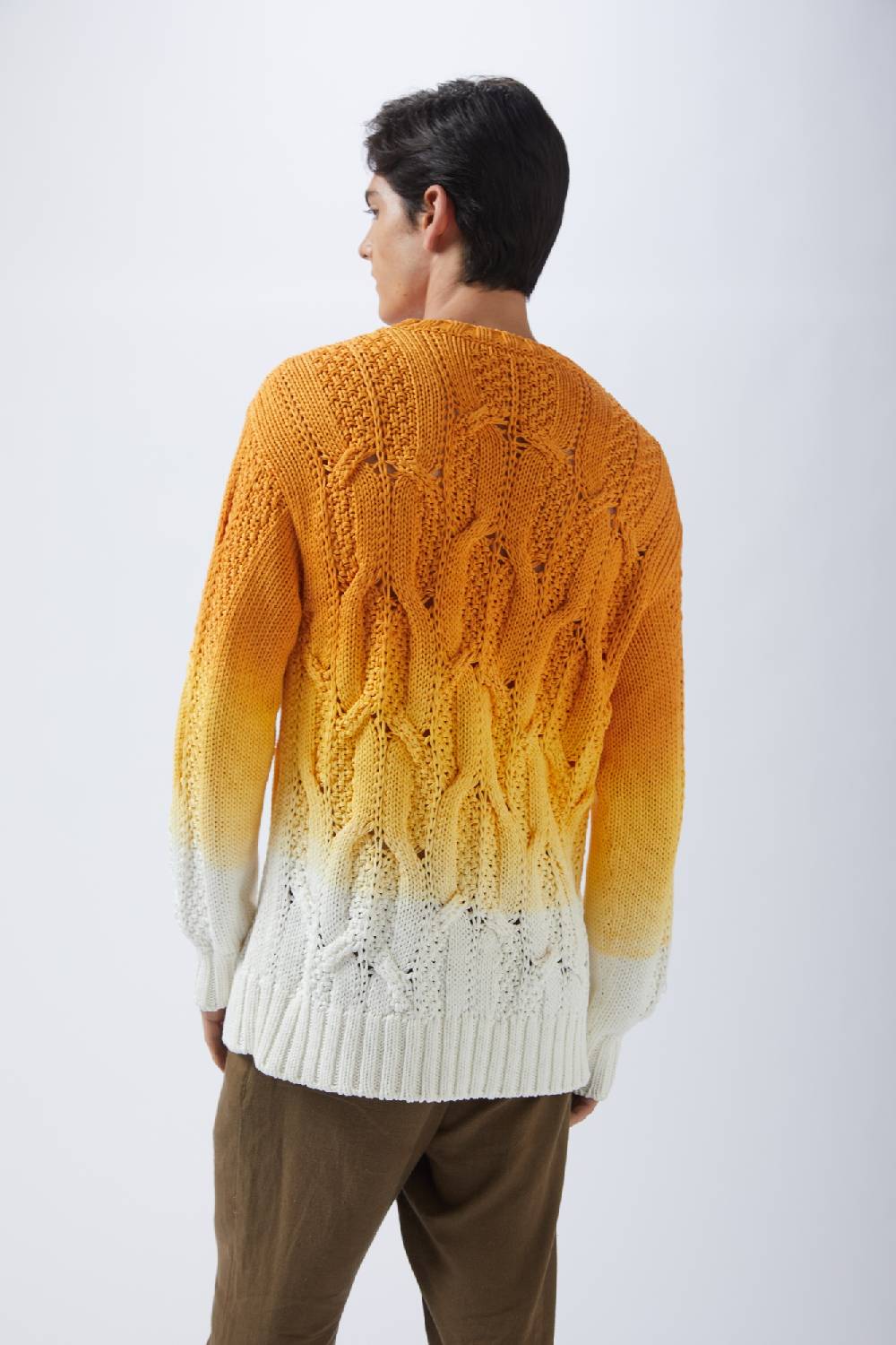 Kangra Cashmere Maglia In Cotone Con Trecce Tintura Sfumata