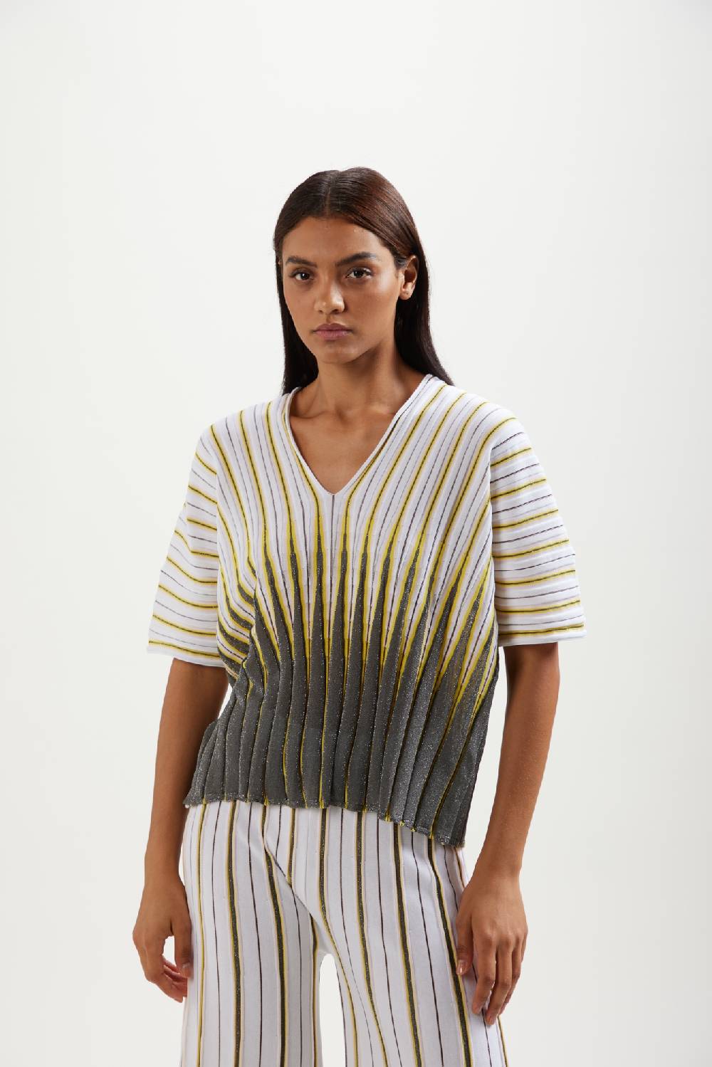 Kangra Cashmere Maglia "Scollo V" Jacquard In Cotone-Lurex