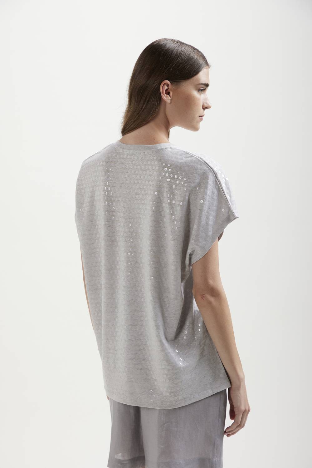 Kangra Cashmere Maglia Scollo V Over Con Stampa Paillettes