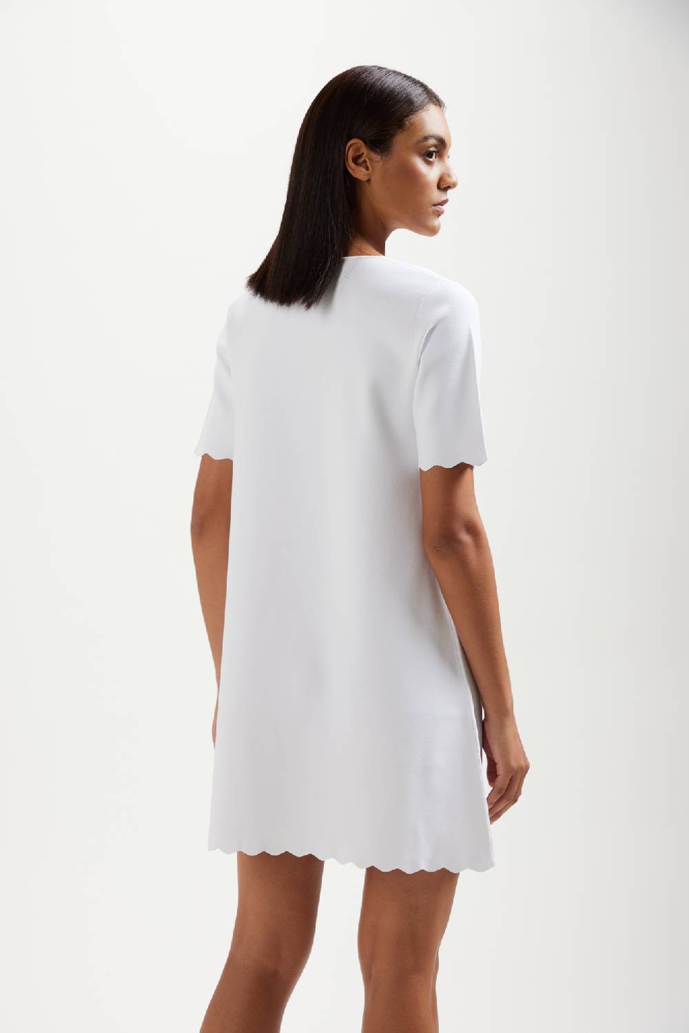 Kangra Cashmere Mini Abito Manica Corta E Punto Milano Con Dentello