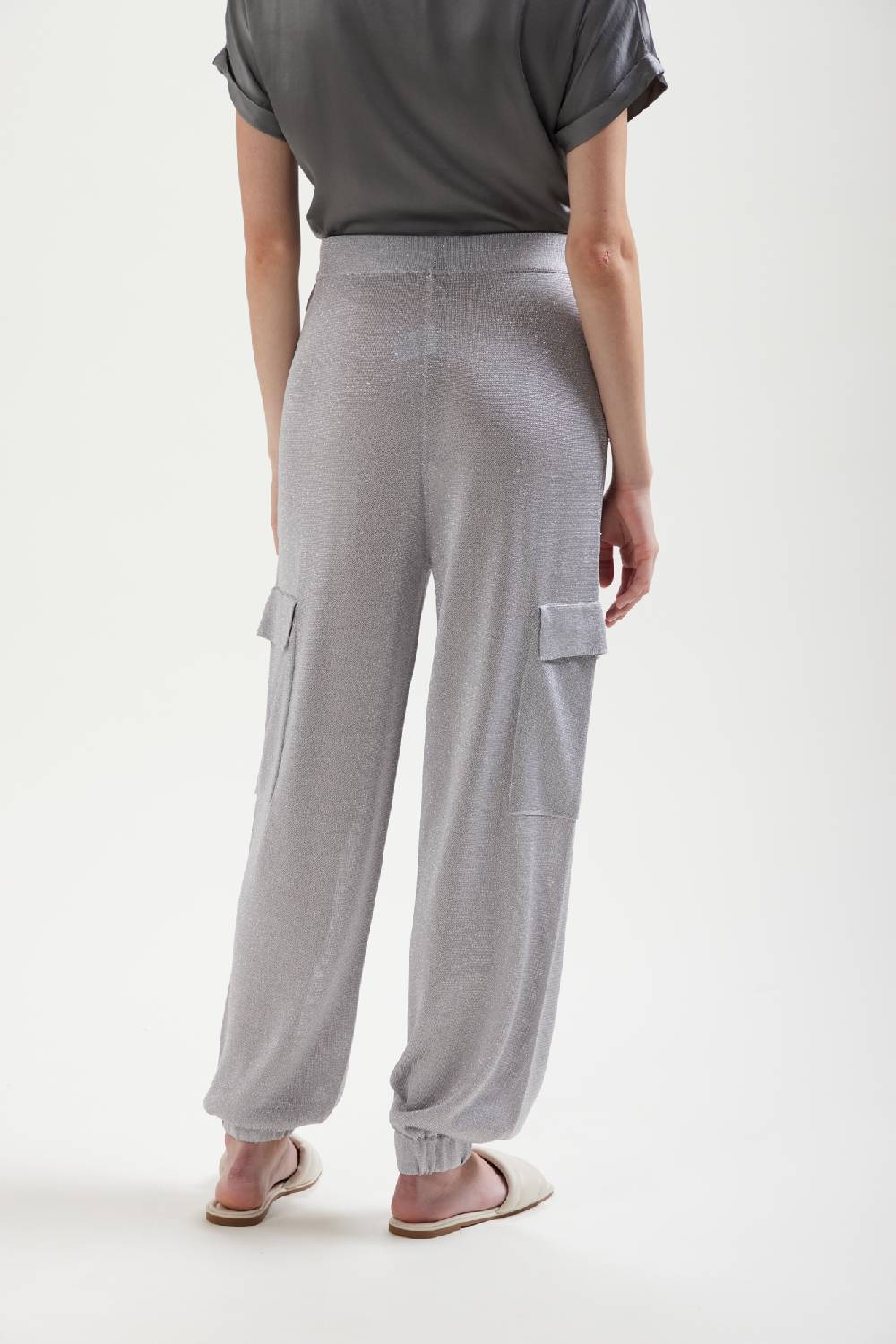 Kangra Cashmere Pantalone Cargo In Lurex Con Tasche