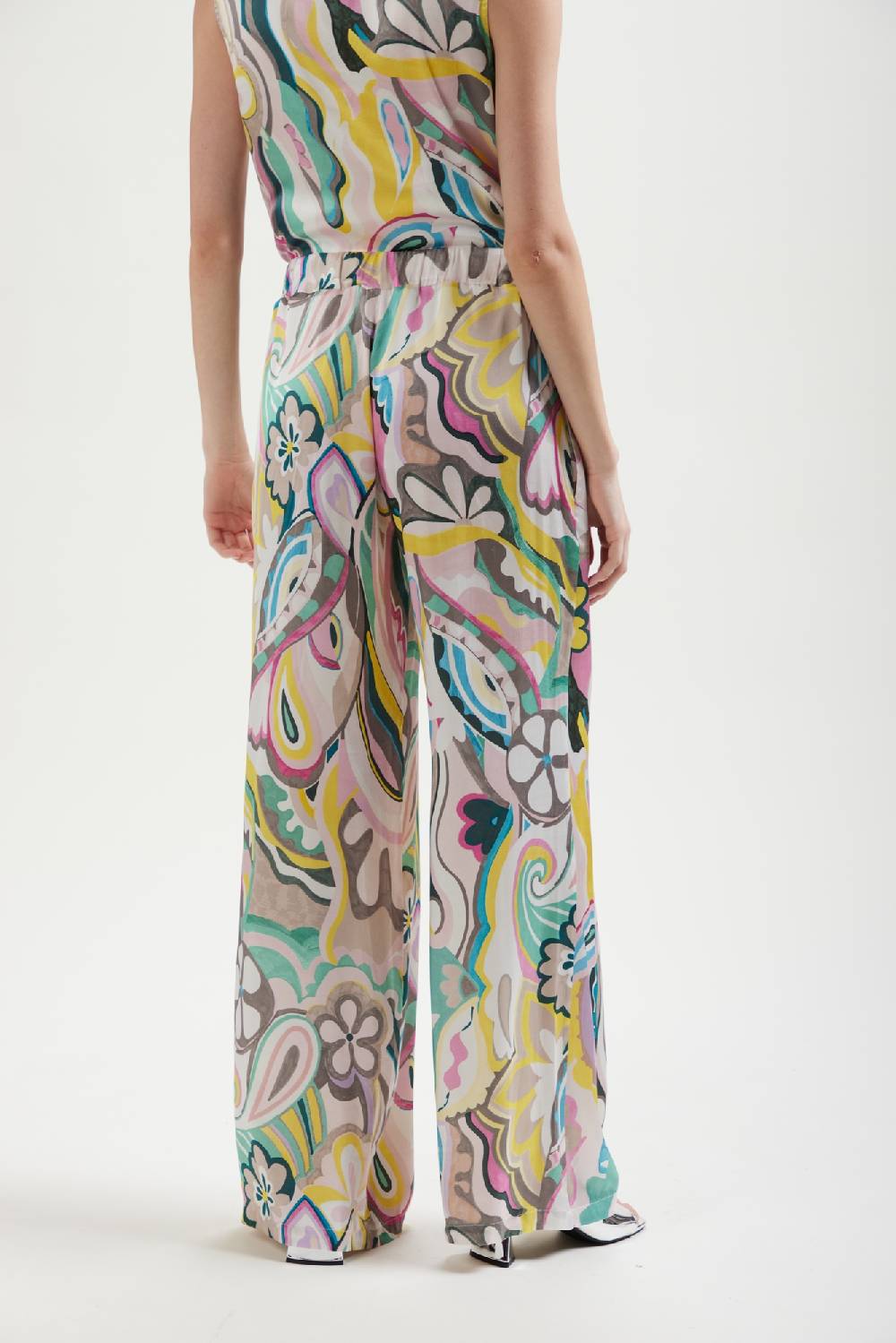 Kangra Cashmere Pantalone Palazzo Stampato Con Tasche In Viscosa