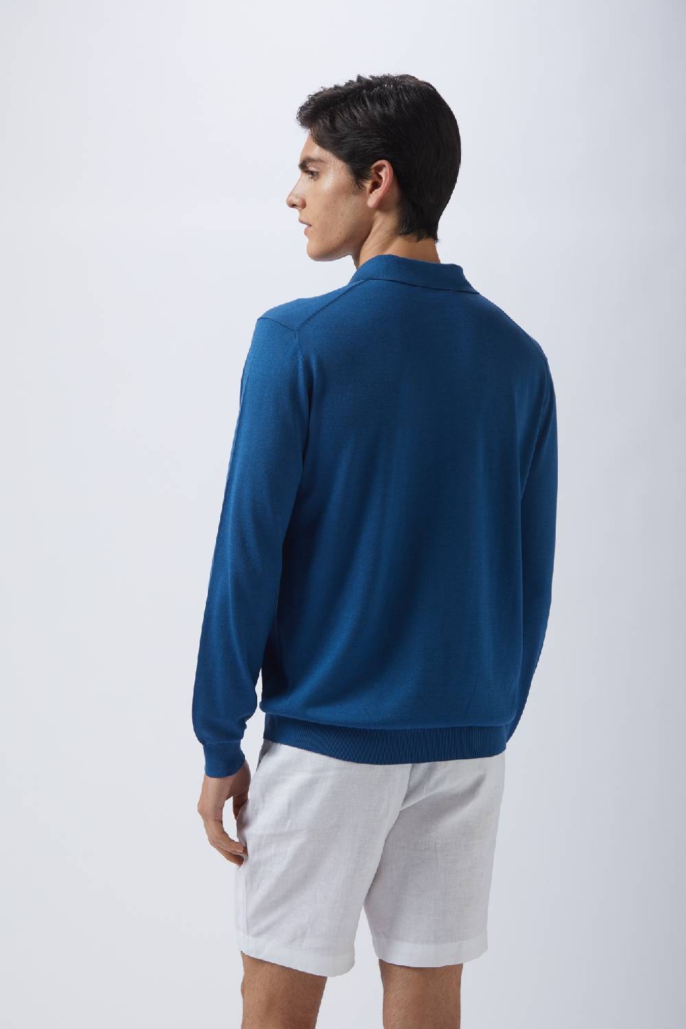 Kangra Cashmere Polo Manica Lunga Rasata In Seta E Cotone