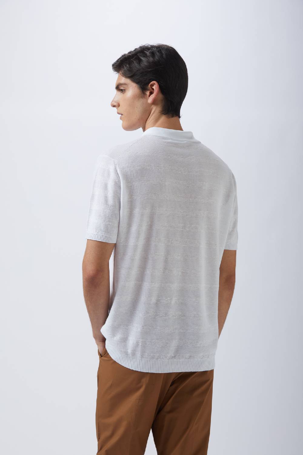 Kangra Cashmere Polo Mezza Manica Rigata In Cotone E Lino