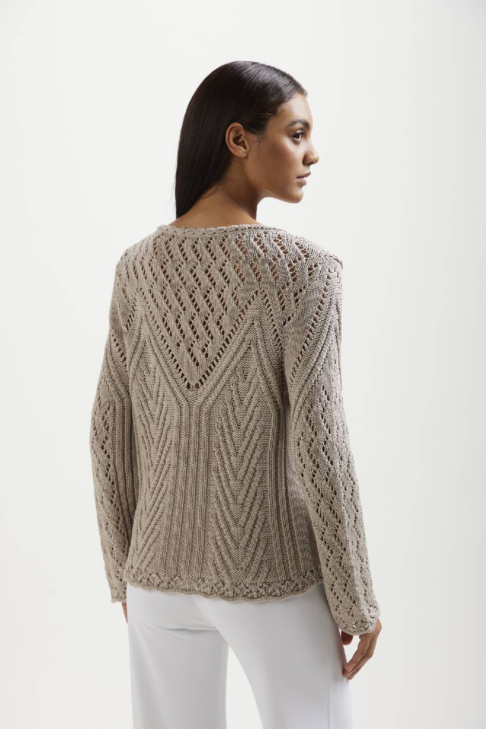 Kangra Cashmere Pullover Con Motivi Di Coste E Punzonato