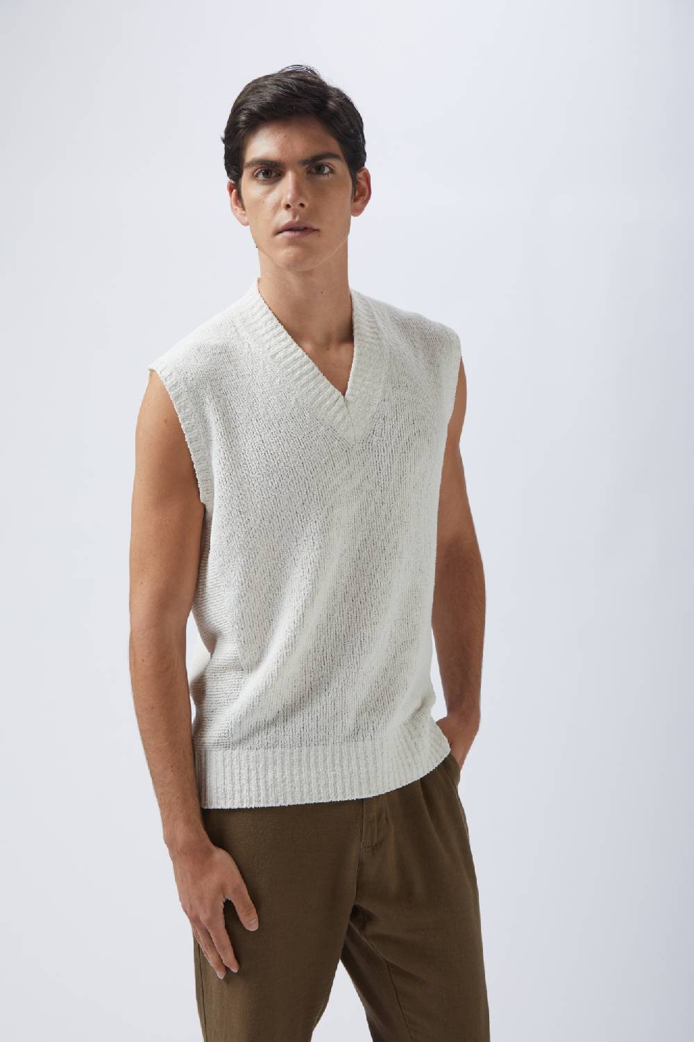 Kangra Cashmere Pullover Senza Maniche Con Fianchetti Links