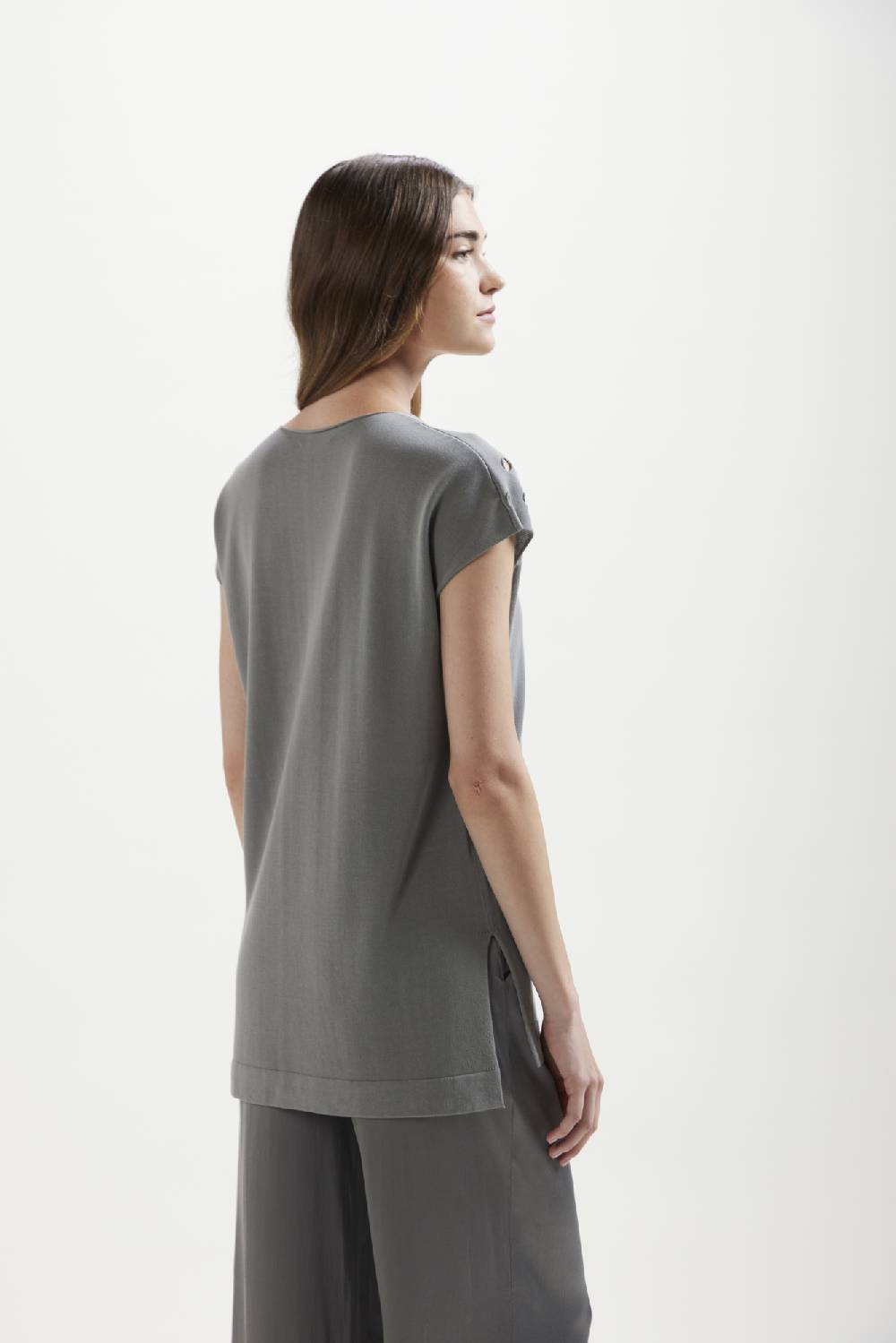 Kangra Cashmere Scollo V Smanicato Con Buchi E Spacchi