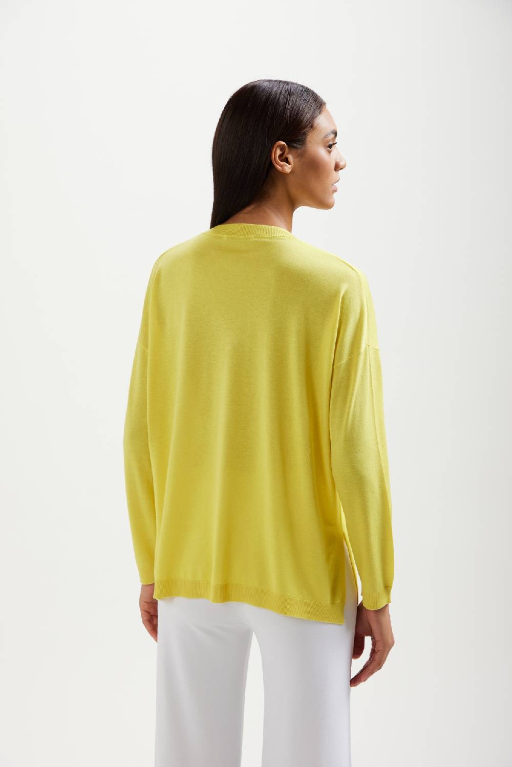 Kangra Cashmere Scollo V Spalla Scesa Con Spacchi In Seta E Cashmere