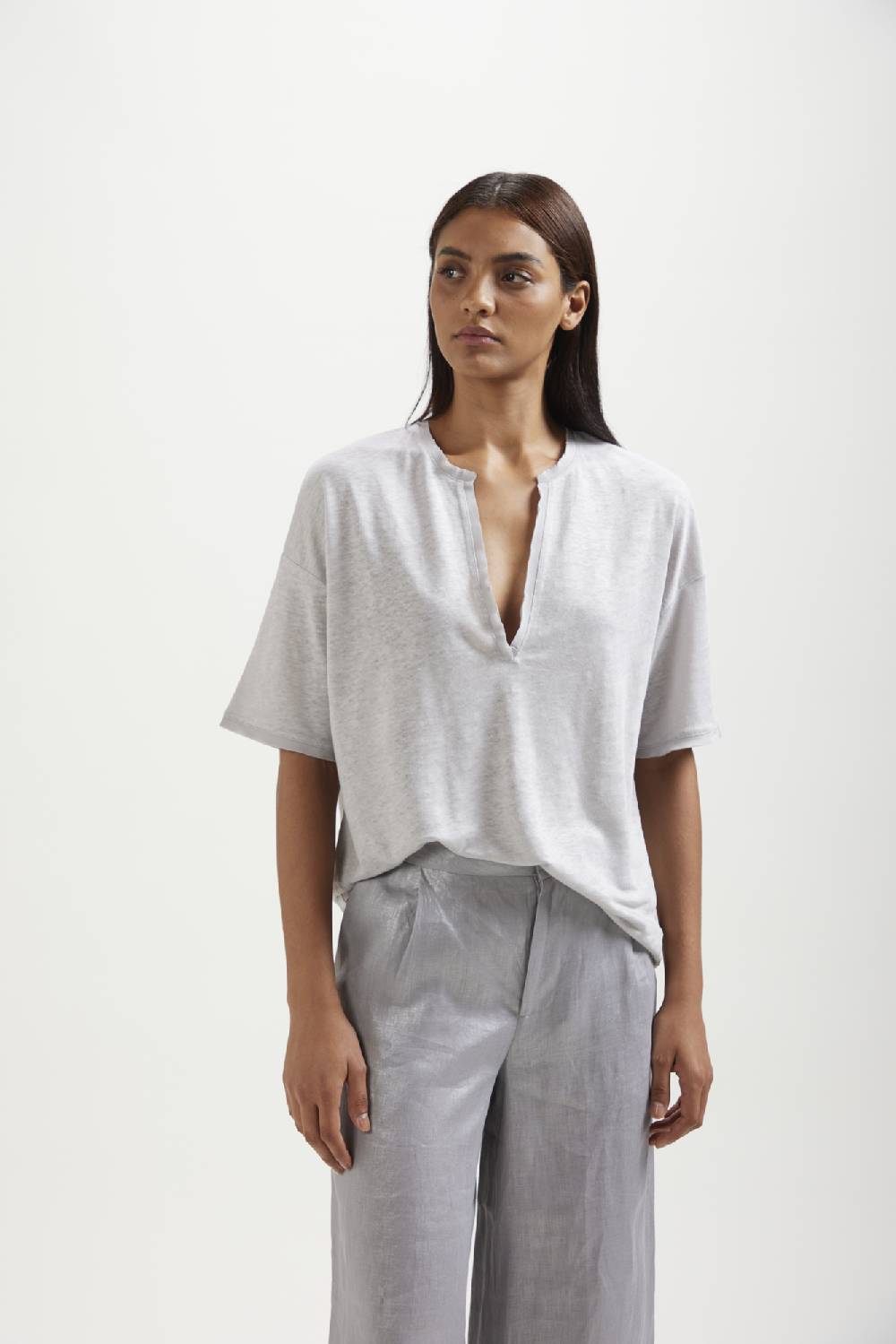 Kangra Cashmere Serafino In Jersey Di Lino Con Dettagli Di Seta