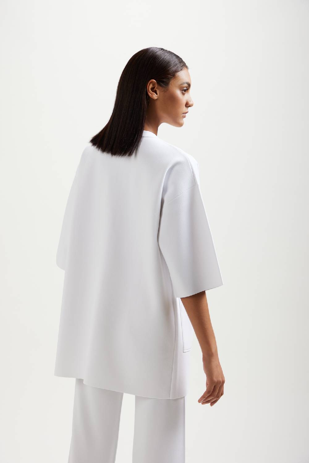 Kangra Cashmere Spolverino Over Punto Milano Con Impuntura A Contrasto