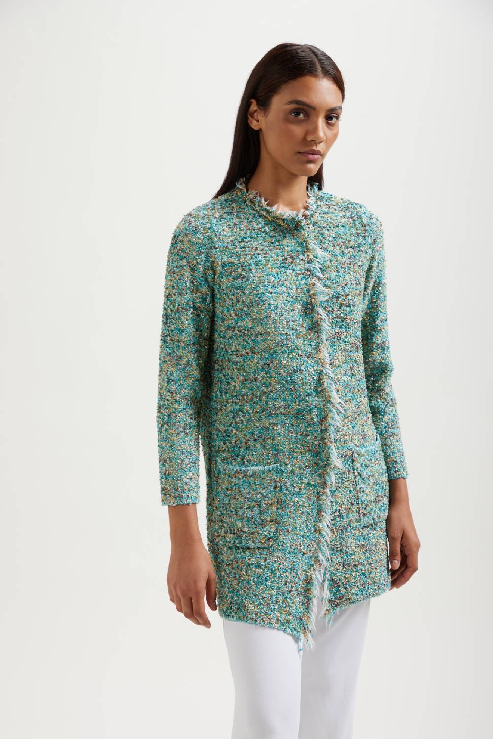 Kangra Cashmere Spolverino Punto Tramato Con Tasche