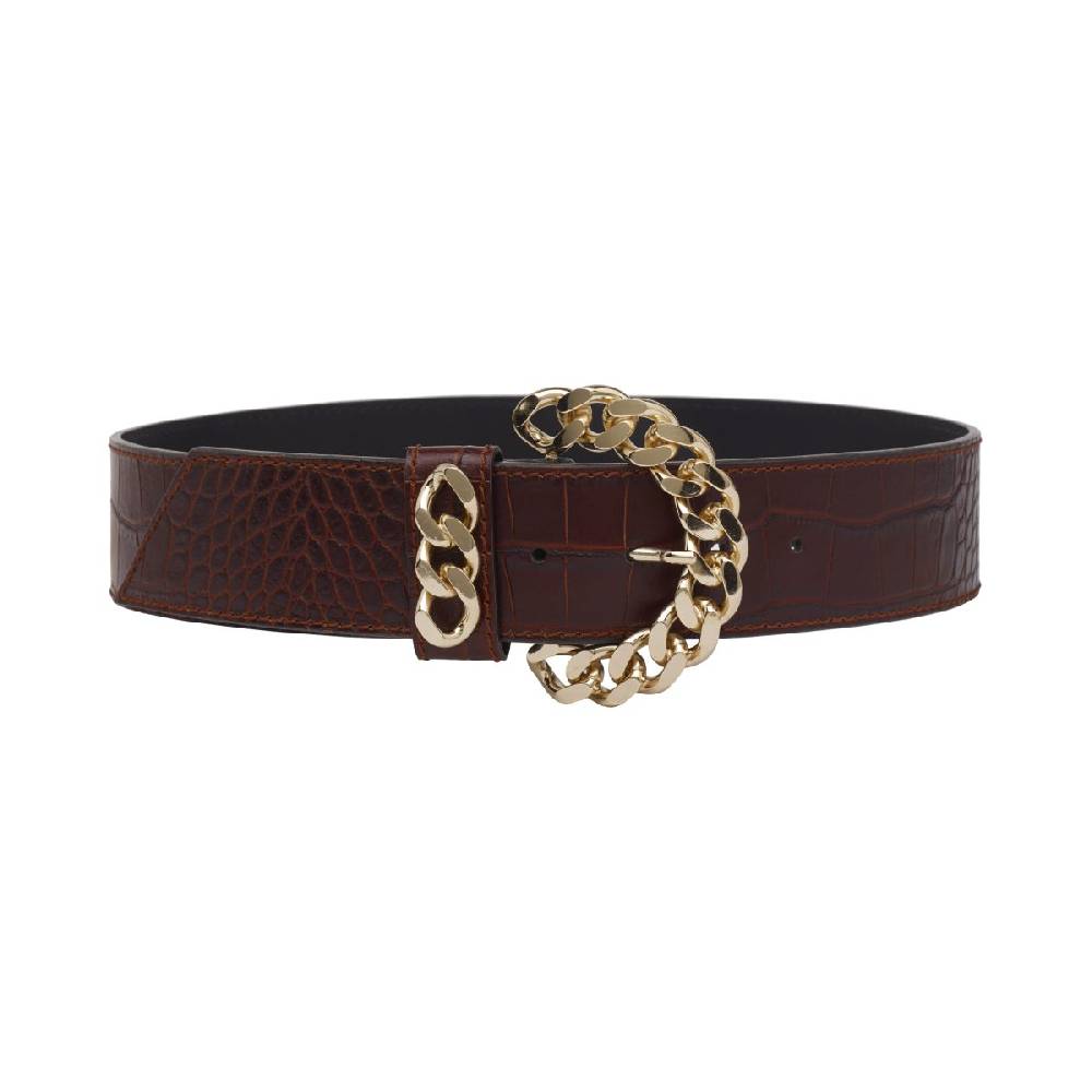 Kate Cate CHAINY BELT BROWN CROC EFFECT NAPPA CALFSKIN