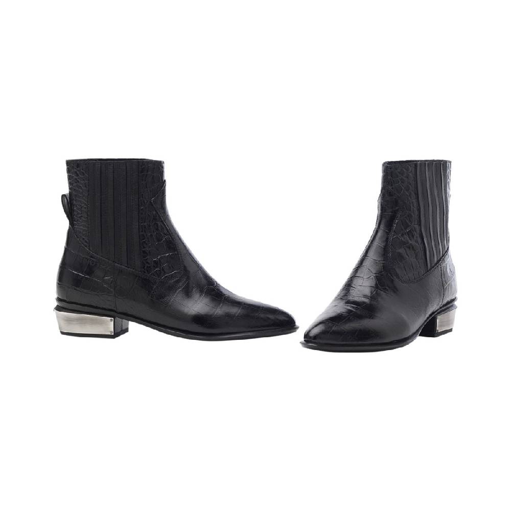 Kate Cate COWBOY KATE BOOTS BLACK CROC EFFECT LEATHER