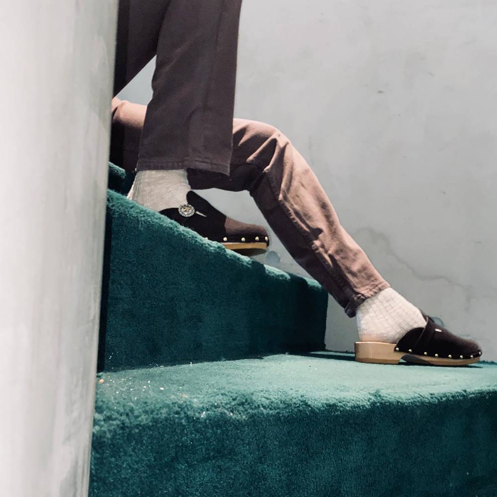 Kate Cate ALLEGRA CLOGS BROWN SUEDE CALFSKIN