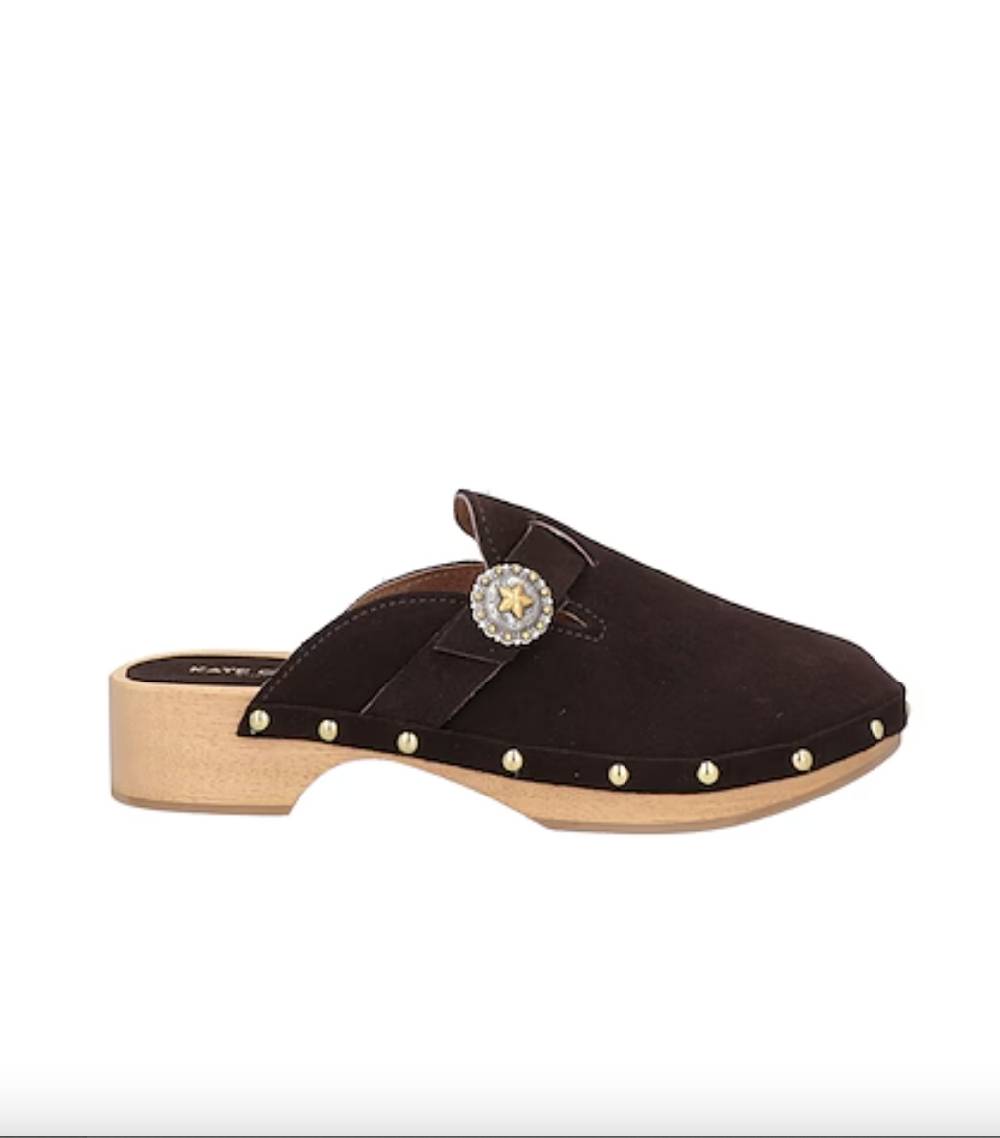 Kate Cate ALLEGRA CLOGS BROWN SUEDE CALFSKIN