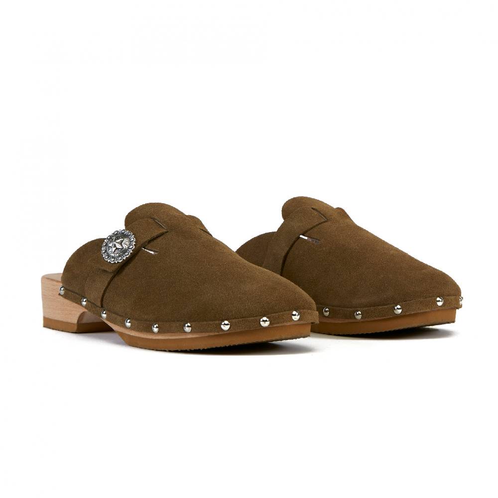 Kate Cate ALLEGRA CLOGS KAKI SUEDE CALFSKIN