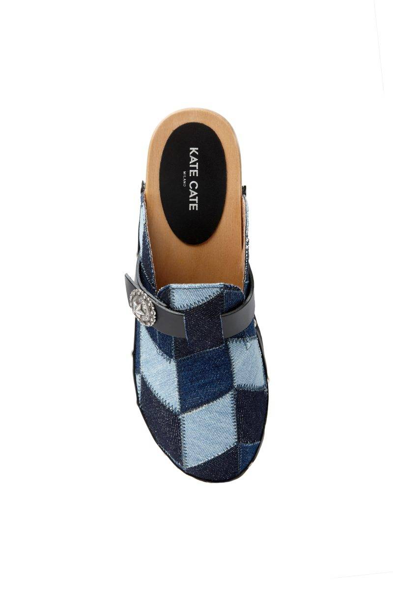 Kate Cate ALLEGRA CLOGS PATCH DENIM