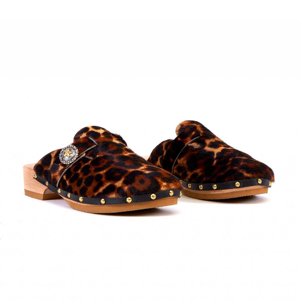 Kate Cate ALLEGRA CLOGS PONY LEOPARD