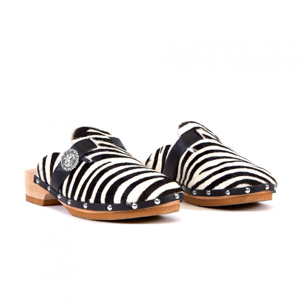 Kate Cate ALLEGRA CLOGS PONY ZEBRA