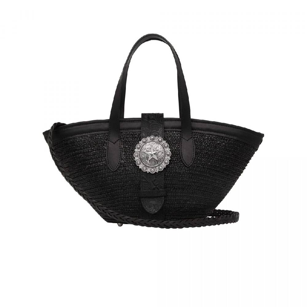 Kate Cate BEACH BAG BLACK STRAW