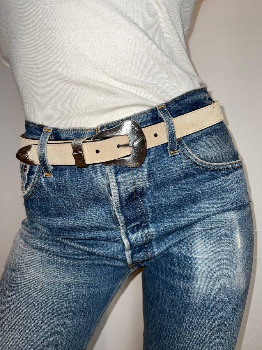 Kate Cate DUTTON BELT IN SAND COLOURED SUEDE