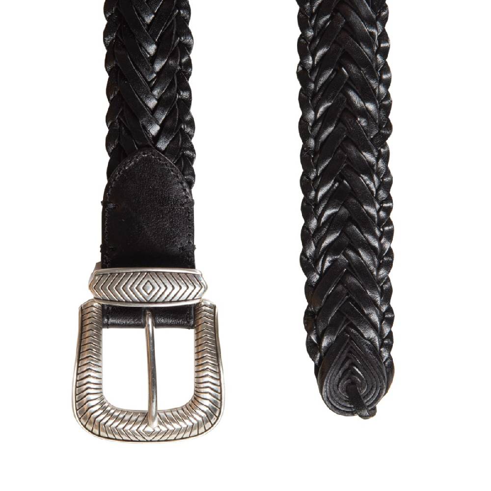 Kate Cate TEX MEX BRAID BELT BLACK LEATHER