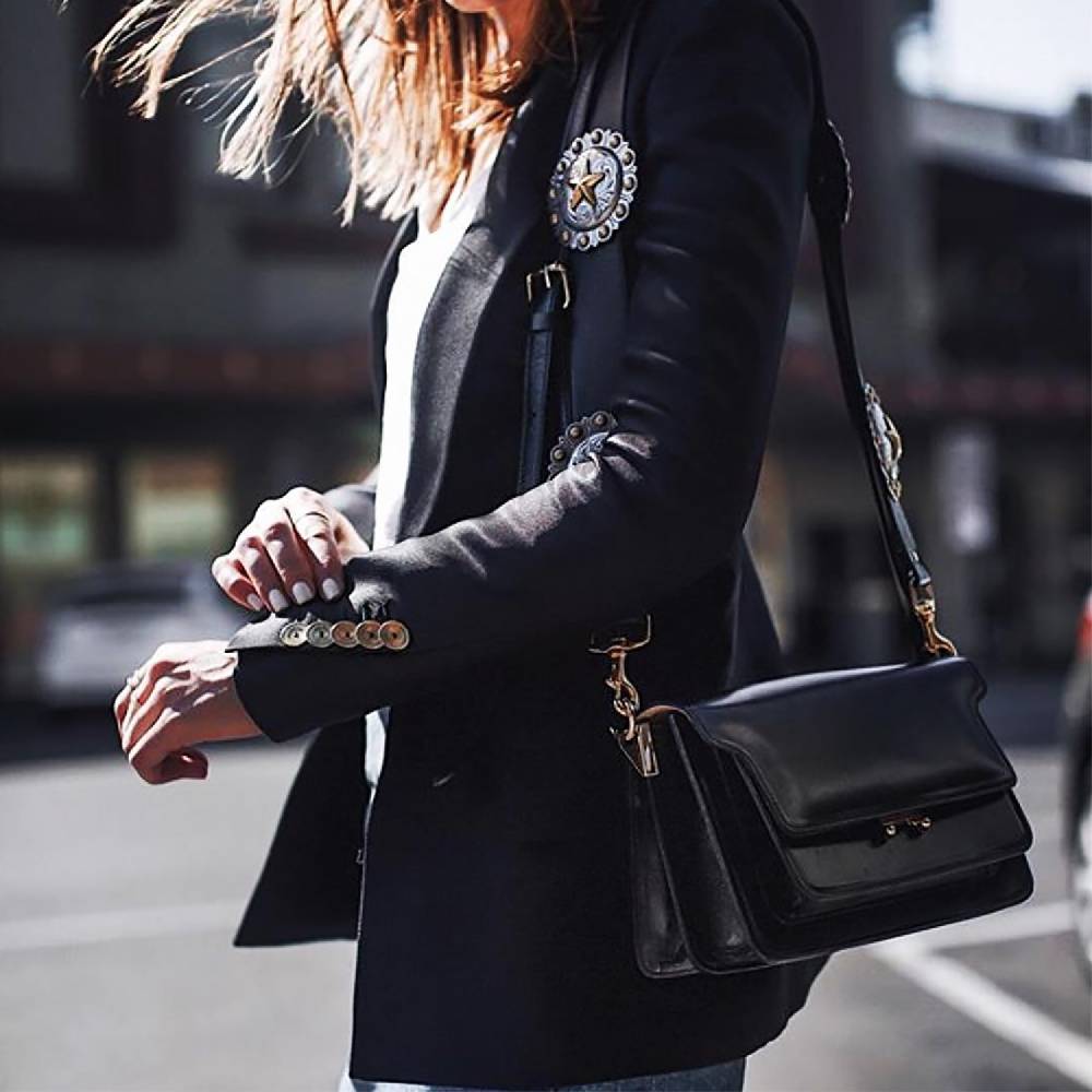 Kate Cate REGINA SHOULDER STRAP BLACK NAPPA CALFSKIN