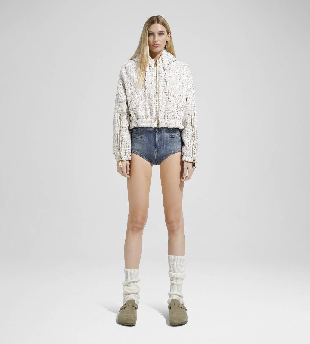 Khrisjoy KHRIS CROP WINDBREAKER TWEED PASTEL COLORS