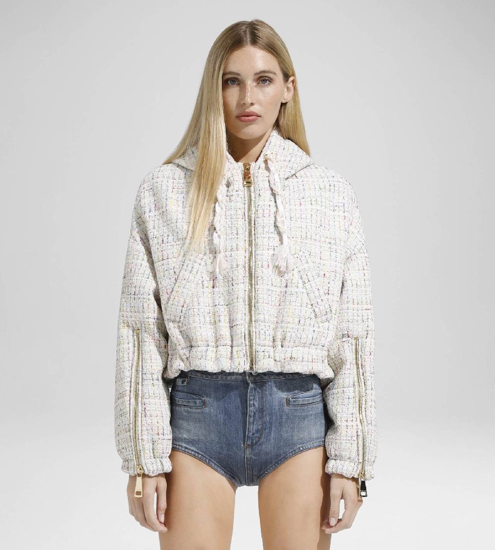 Khrisjoy KHRIS CROP WINDBREAKER TWEED PASTEL COLORS