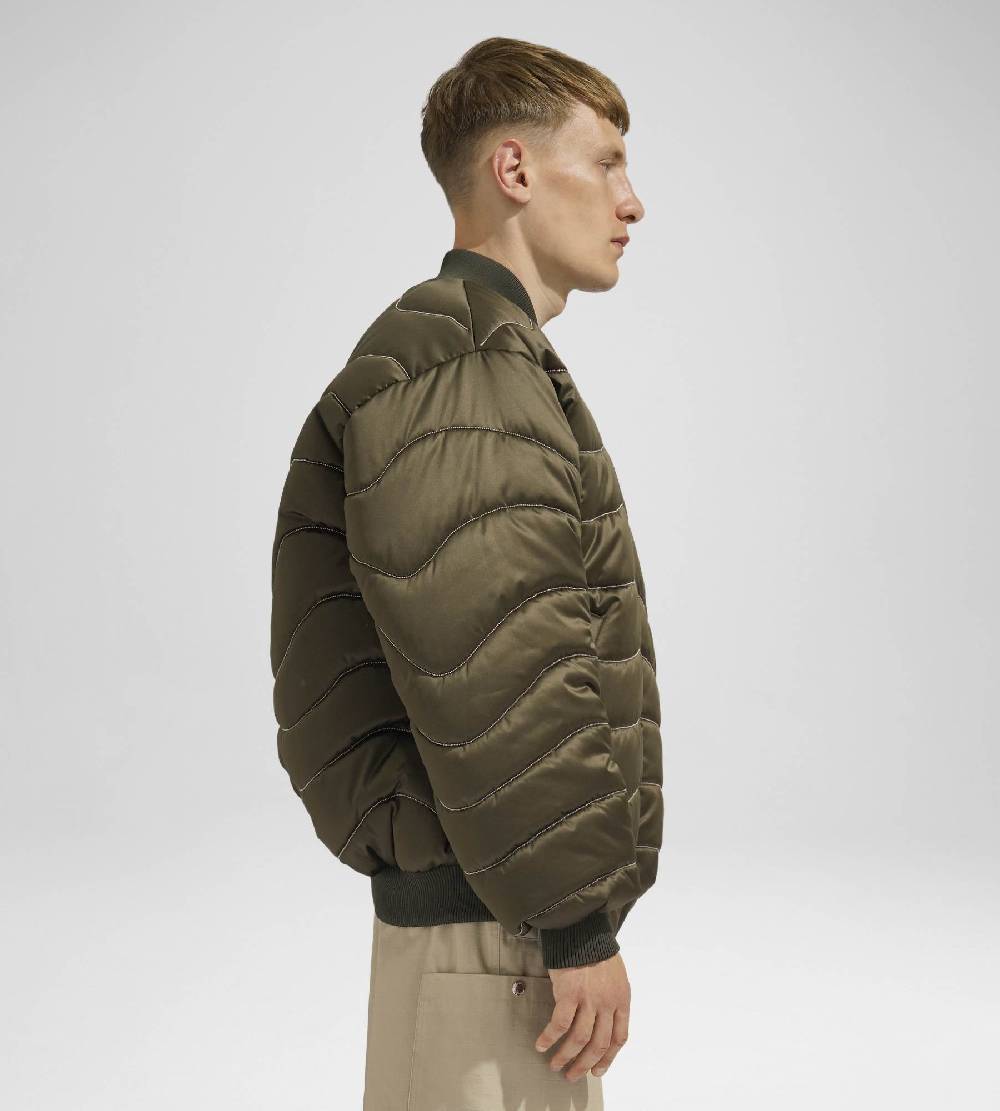 Khrisjoy BOMBER SATIN WAVE CHAINS OLIVE GREEN