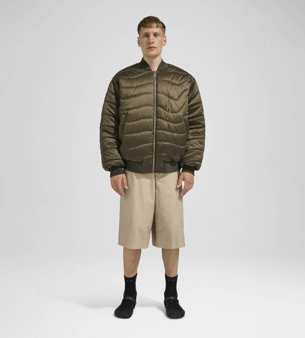 Khrisjoy BOMBER SATIN WAVE CHAINS OLIVE GREEN