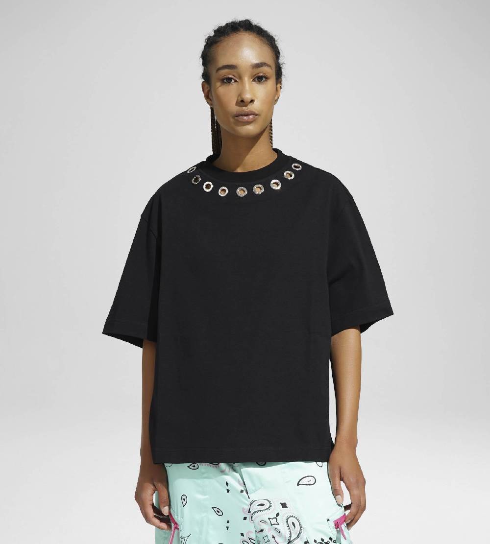 Khrisjoy EYELETS TEE BLACK