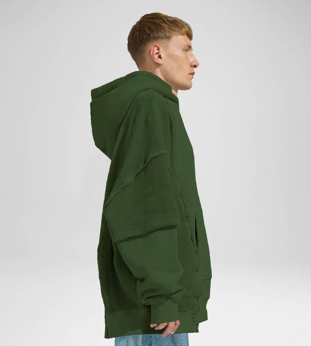 Khrisjoy HOODIE DOUBLE POCKETS OLIVE GREEN