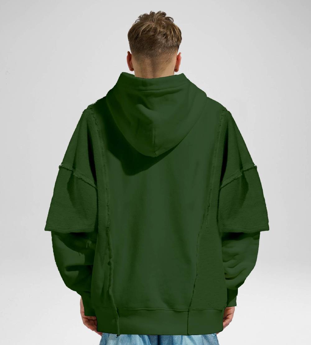 Khrisjoy HOODIE DOUBLE POCKETS OLIVE GREEN