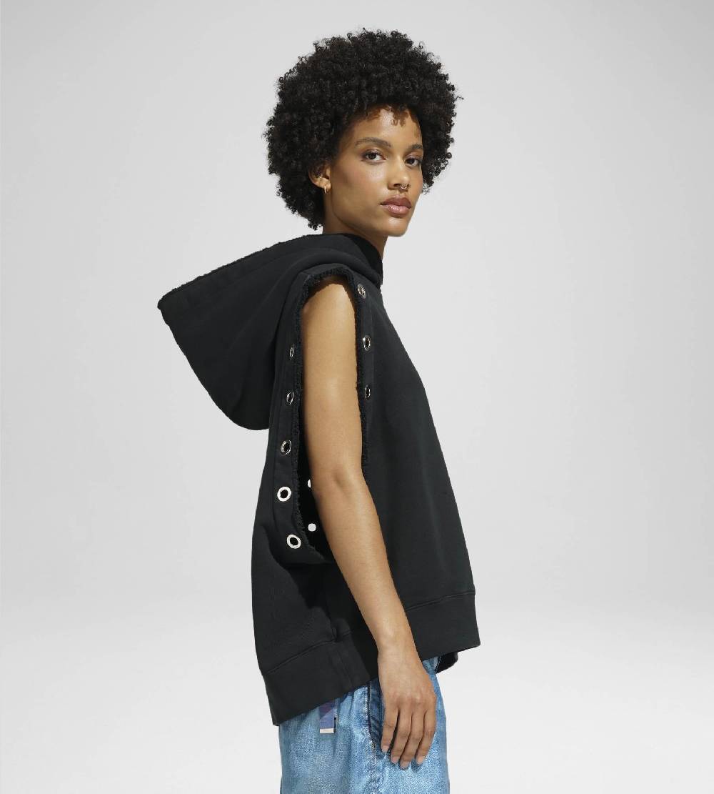 Khrisjoy HOODIE VEST EYELETS BLACK