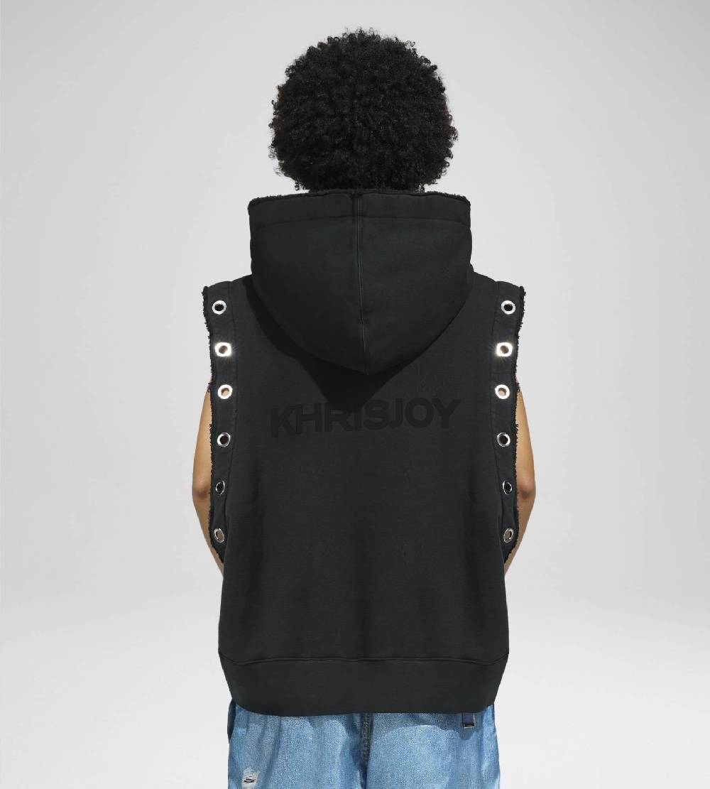 Khrisjoy HOODIE VEST EYELETS BLACK
