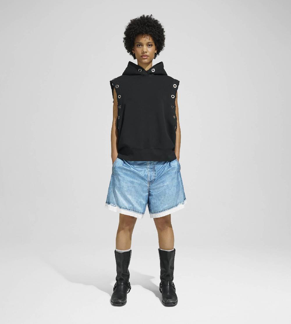 Khrisjoy HOODIE VEST EYELETS BLACK