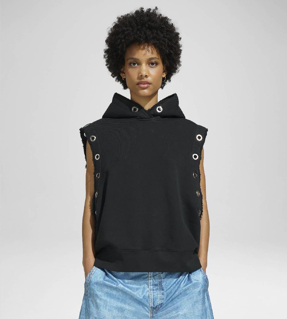 Khrisjoy HOODIE VEST EYELETS BLACK