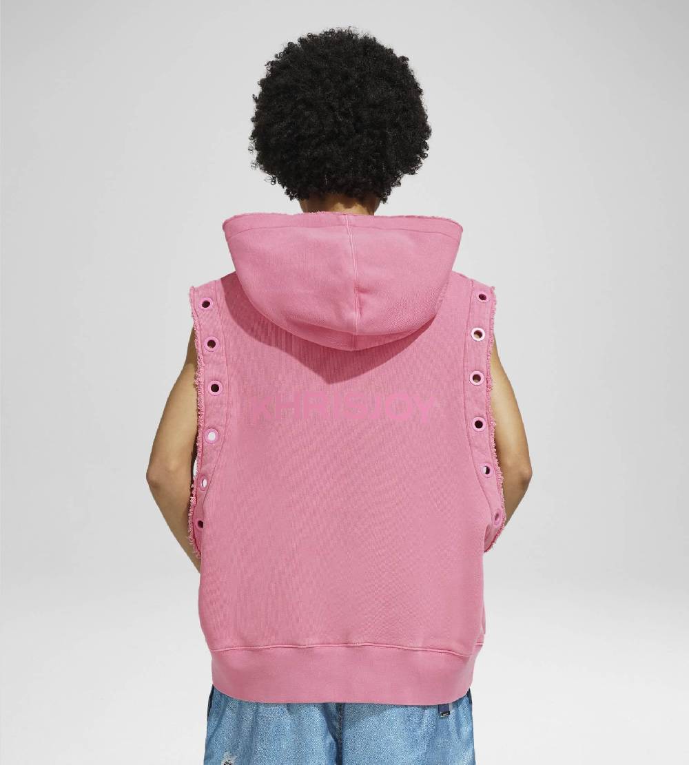 Khrisjoy HOODIE VEST EYELETS CANDY PINK