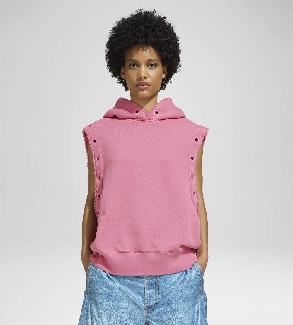 Khrisjoy HOODIE VEST EYELETS CANDY PINK