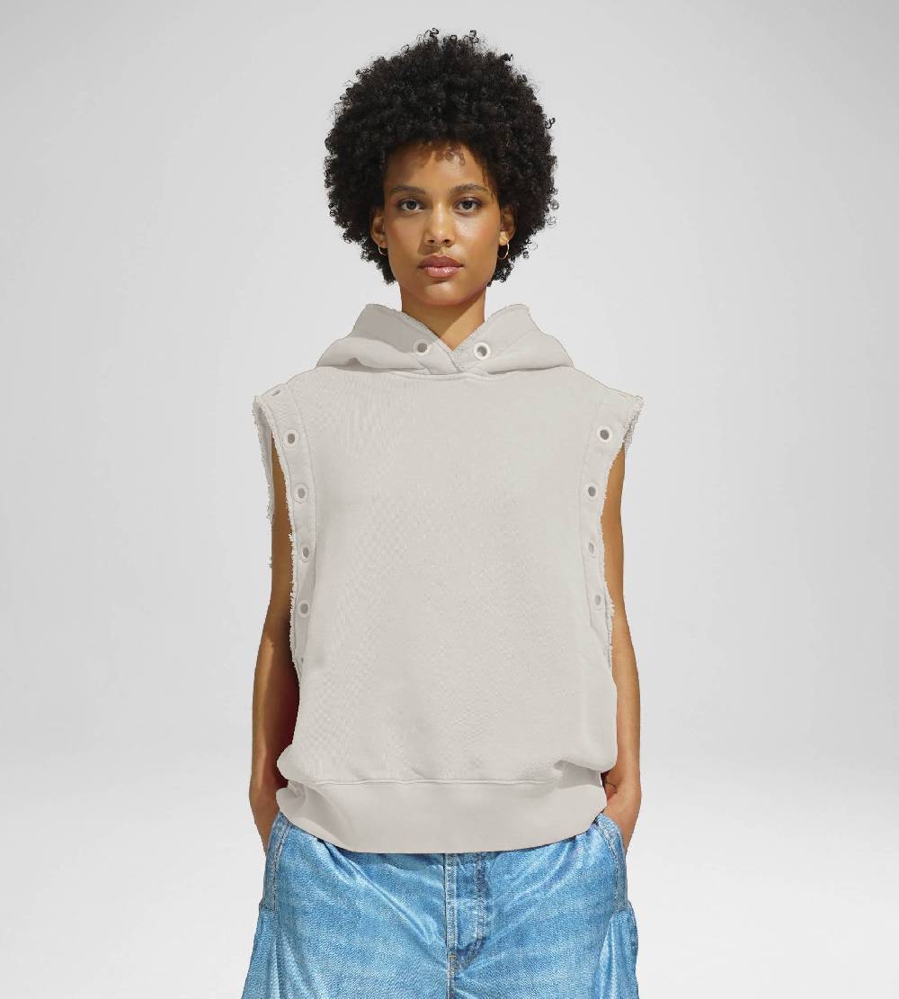 Khrisjoy HOODIE VEST EYELETS DESERT