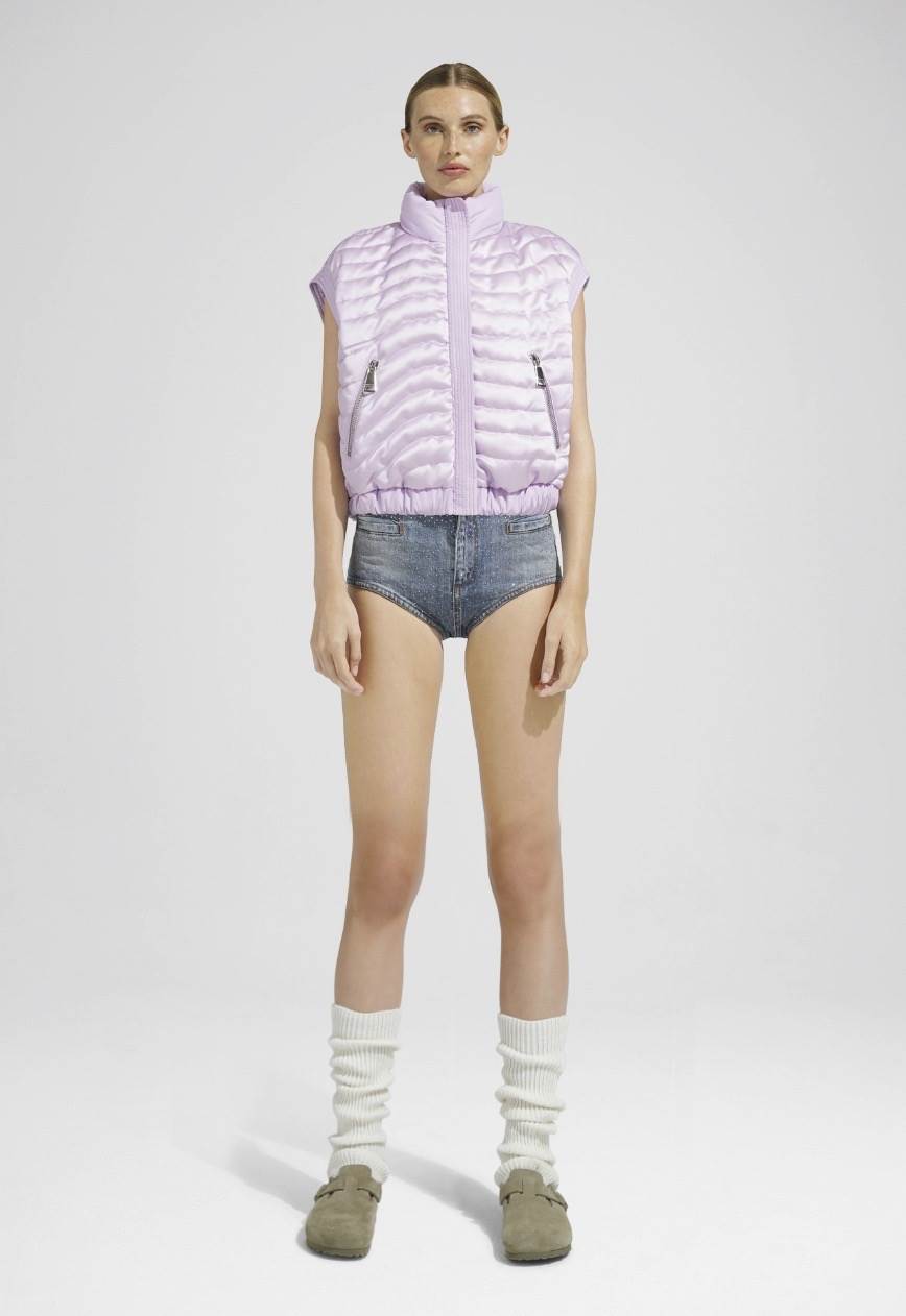 Khrisjoy JOY SATIN CROPPED VEST HEATHER