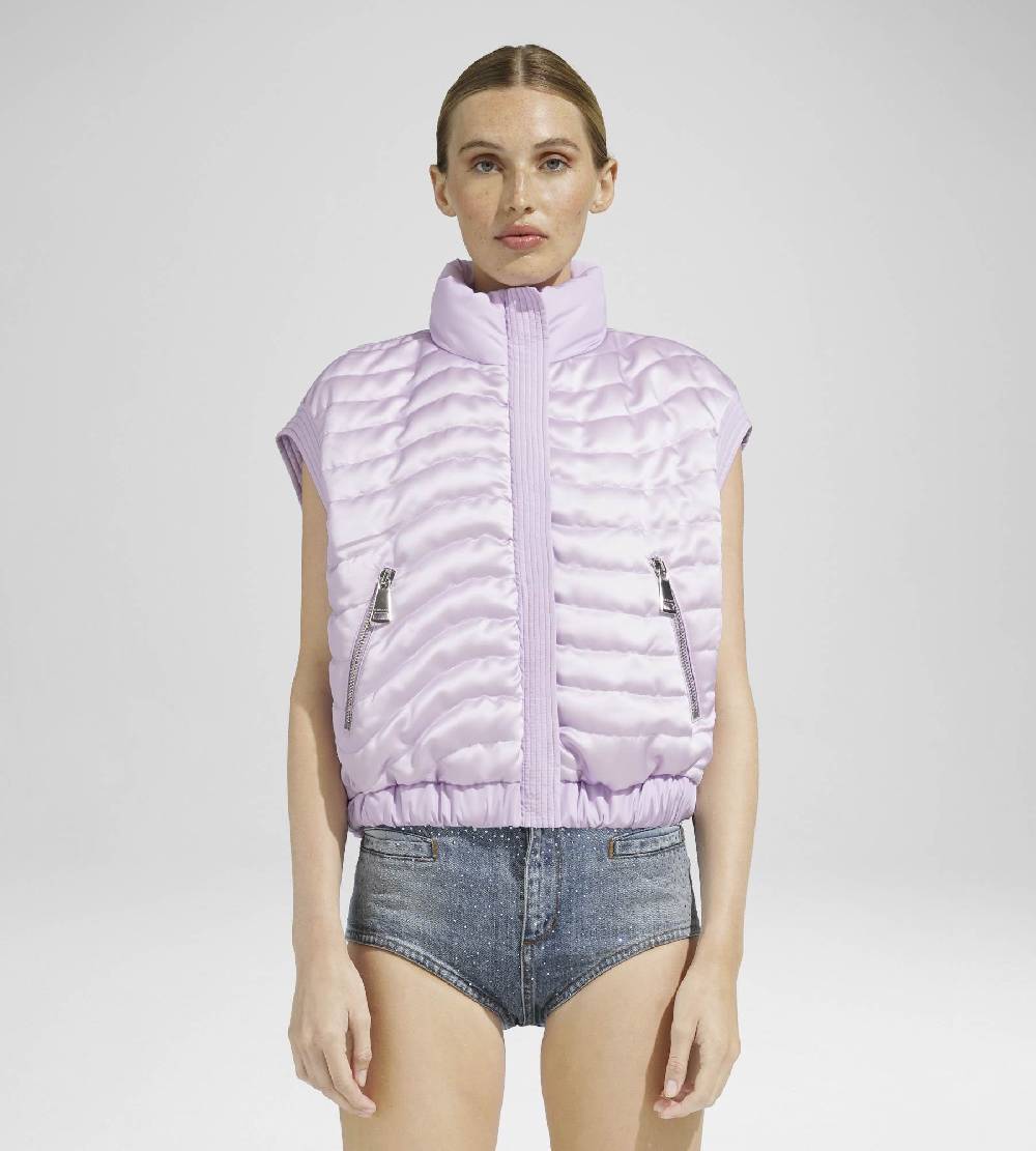 Khrisjoy JOY SATIN CROPPED VEST HEATHER