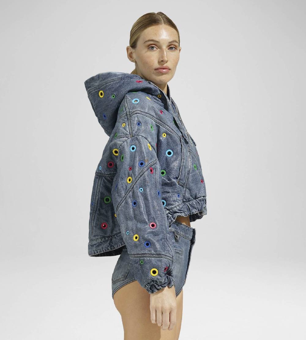 Khrisjoy KHRIS CROP DENIM EYELETS MULTICOLOR DENIM