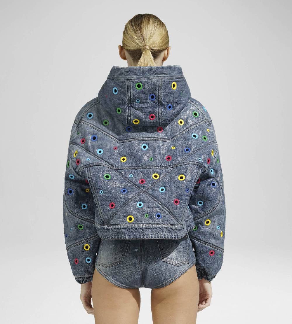 Khrisjoy KHRIS CROP DENIM EYELETS MULTICOLOR DENIM