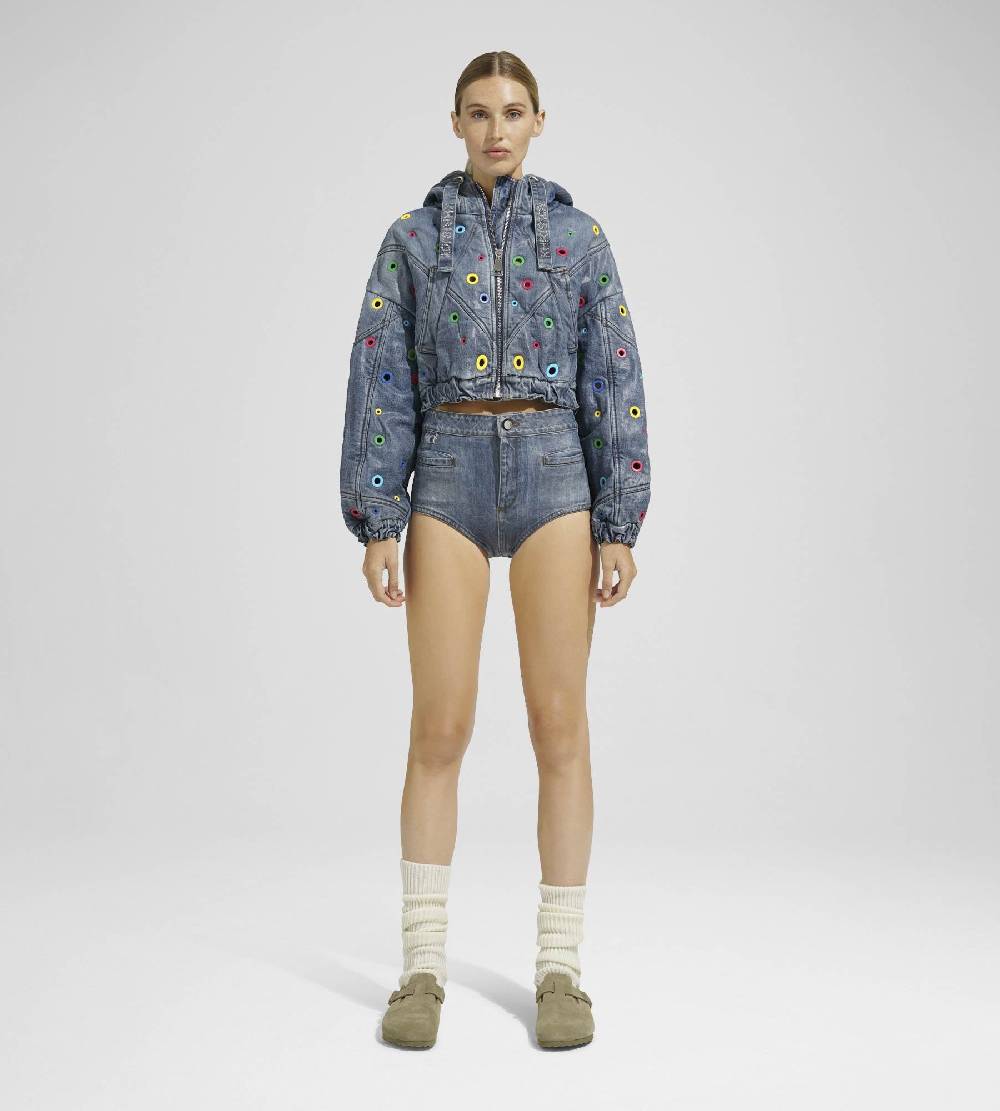 Khrisjoy KHRIS CROP DENIM EYELETS MULTICOLOR DENIM