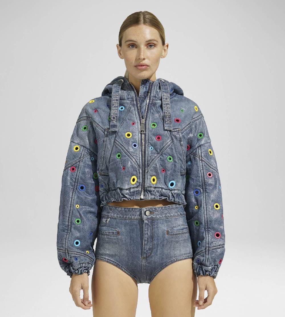 Khrisjoy KHRIS CROP DENIM EYELETS MULTICOLOR DENIM