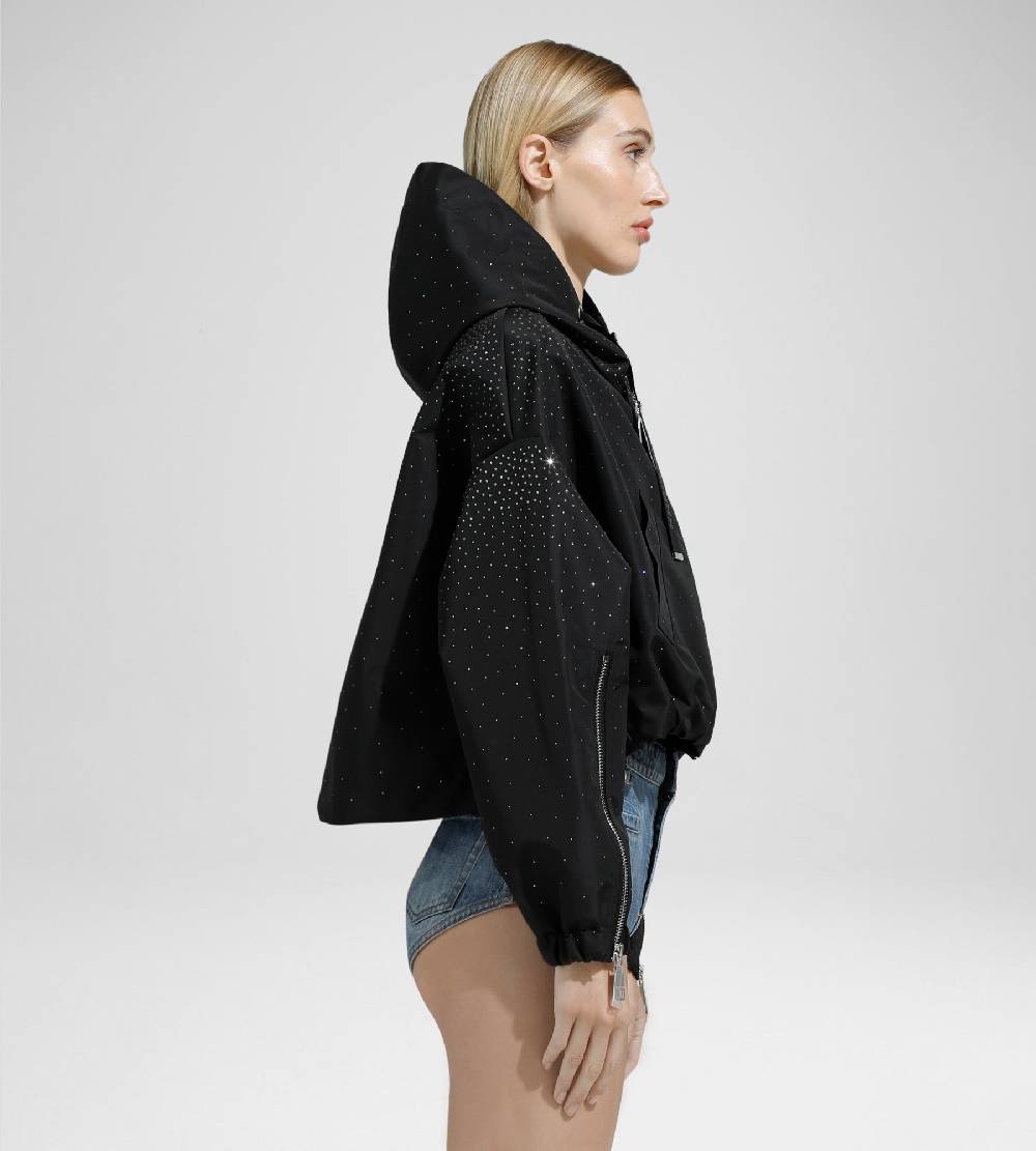 Khrisjoy KHRIS CROP WINDBREAKER STRASS BLACK